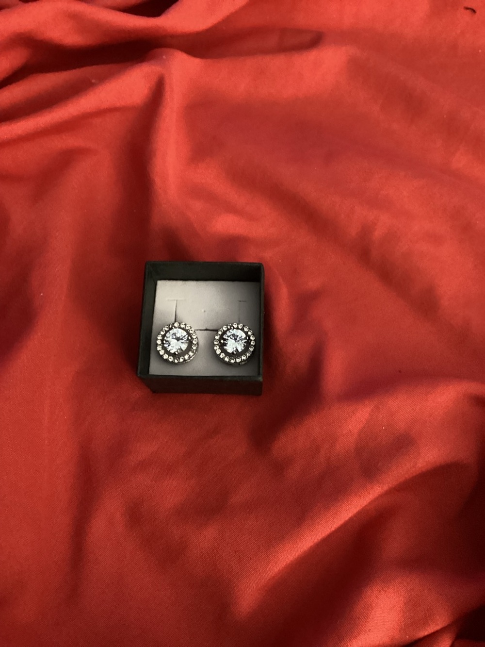 Round Halo Crystal Stud Earrings in Silver